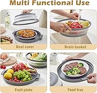 Vista 3 de Microwave Splatter Cover, Microwave Cover for Food with Anti-scald Tray, Collapsible Microwave Plate Cover, 10.7 Inch Large Microwave Cover