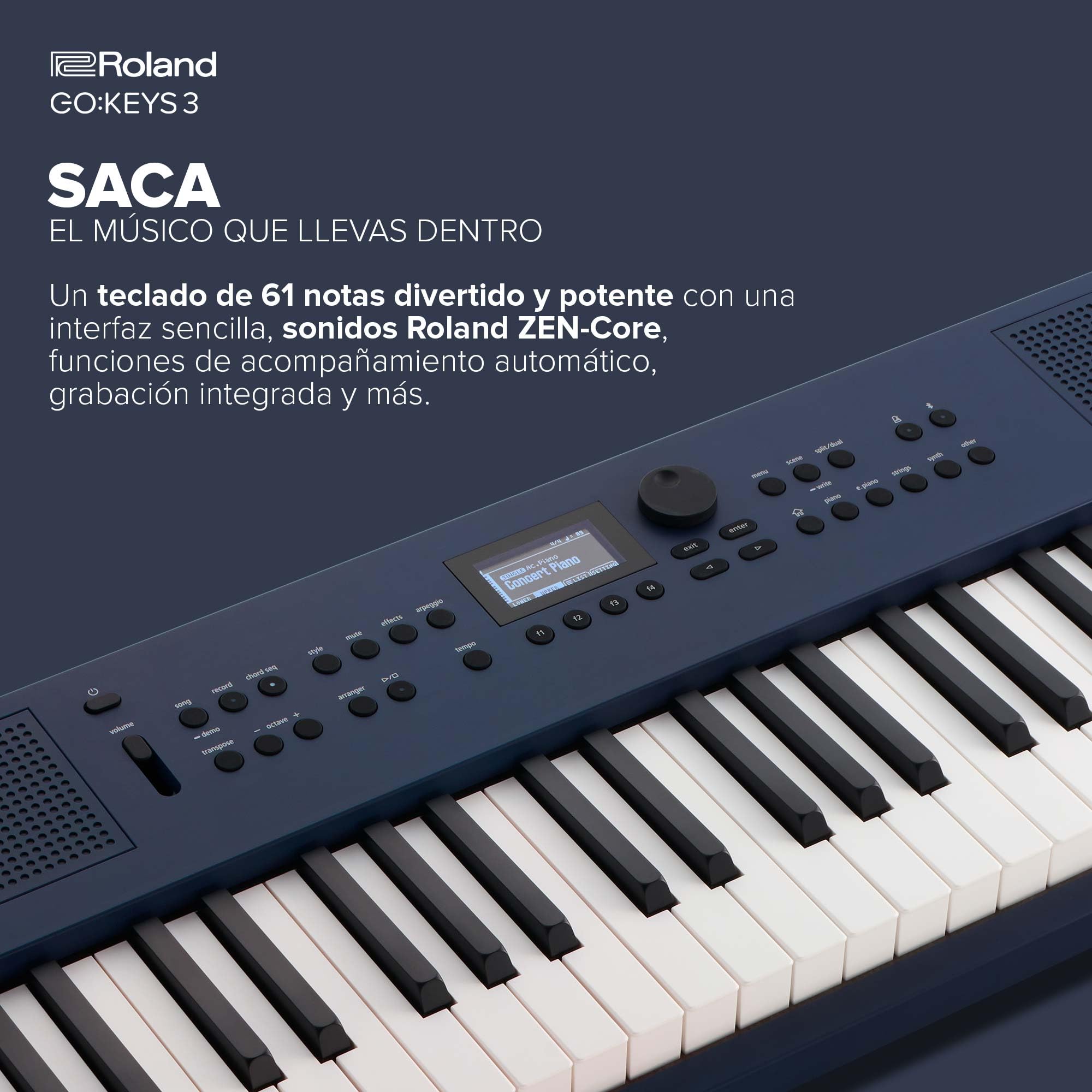 Teclado para creación musical Roland GO:KEYS 3 | Teclado de 61