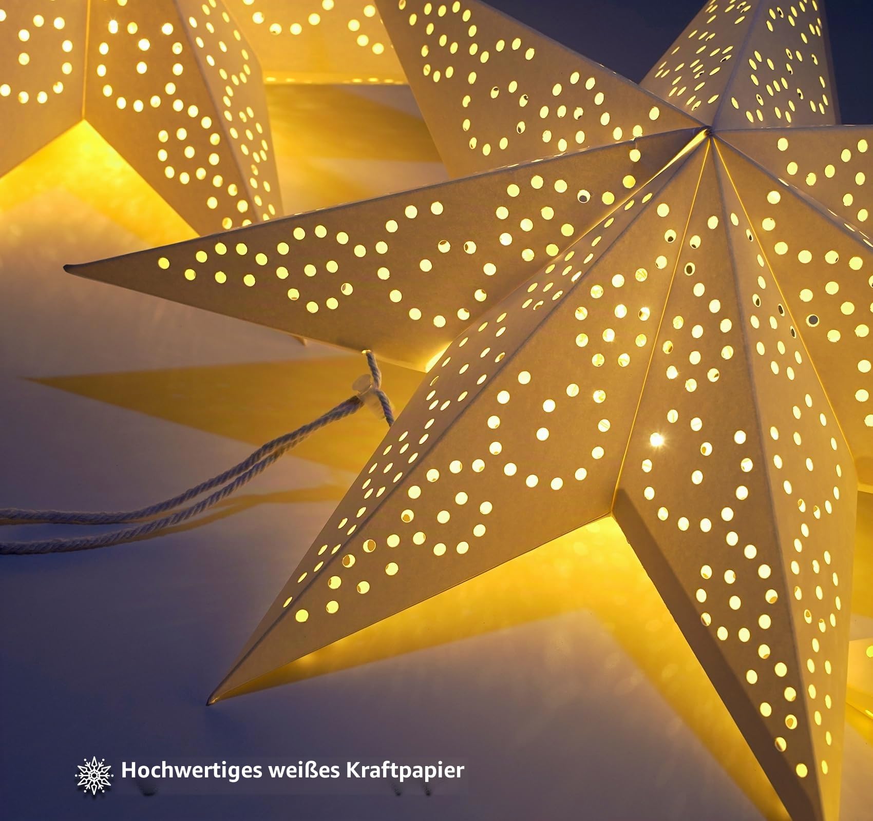 HOUISM 3Stück Weihnachtsstern Papierstern Lampenschirm Faltsterne 45cm 7-zackig Papier Faltsterne für Hochzeitsfeier Home Geburtstag Fensterdeko