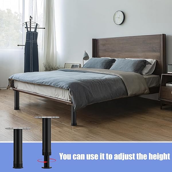 COEWUR 4 Pezzi Piedini per Letto in Metallo Piedi Letto Regolabili in Altezza 18-30 cm Piedi per Rete a Doghe Piedini per Mobili Regolabili per Gambe per Lettos Mobili Divano - 5
