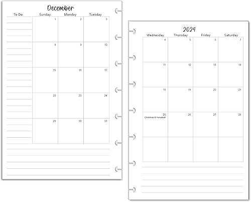 Miniatura 3 de 2024 Monthly Planner Calendar Refills for 7-Disc Mini Happy Planners, and NOTIQ Mini Capsule (S6) (4.5 x 7 inches) (Flora)