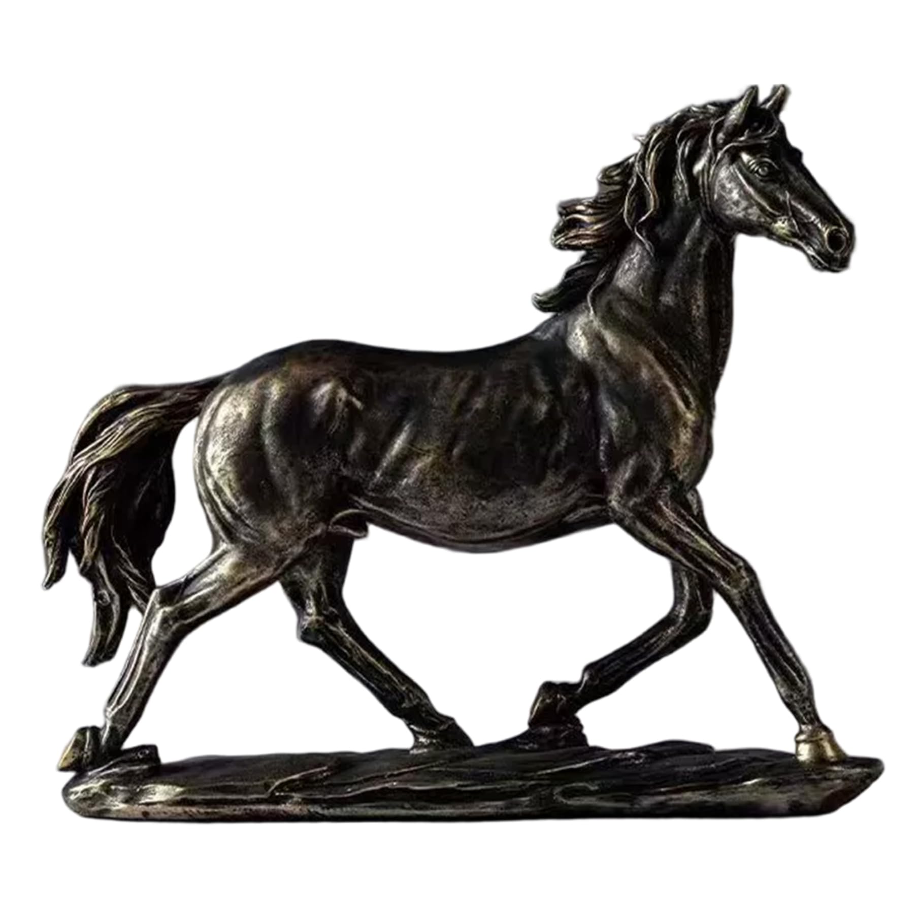 Licsaliwe Horse Statue - Elegant Horse Figurines Sculpture for Home Decor, Chinese Animals Art Decor for Office Desk Bookshelf Mantel, Golden