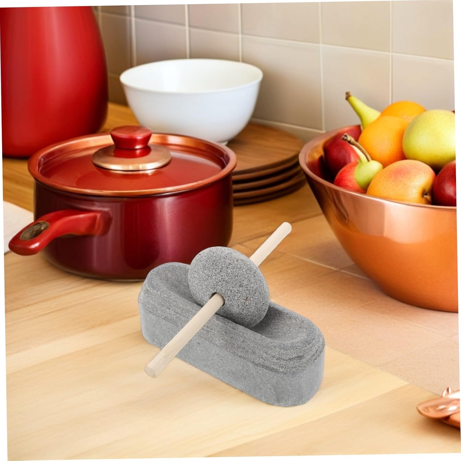 Natural Stone Mortar and Pestle Manual Spice Set Handheld for Medicinal Quiet Non-Electric Stone Mill for Traditional Chinese Medicine Enthusiasts
