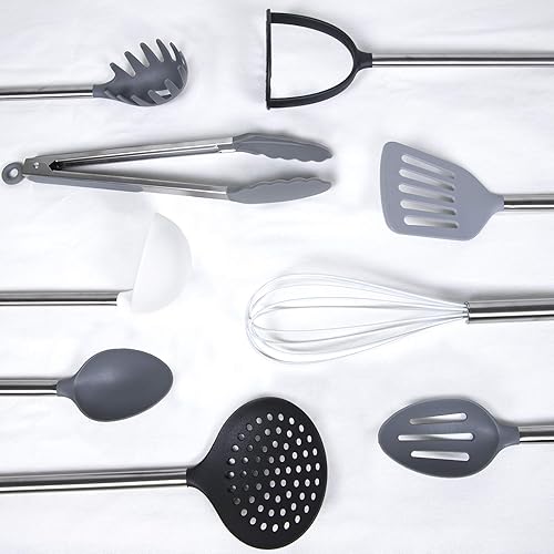 Miniatura 3 de Cook With Color Juego de utensilios de cocina de nailon de 10 piezas con soporte, herramientas de cocina y artilugios con asas de cobre redondeadas