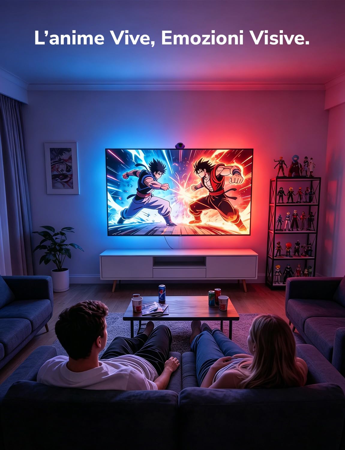 Lepro STV1 Smart Retroilluminazione TV LED 55-65 Pollici | Striscia LED TV con telecamera e sincronizzazione istantanea,Funziona con Alexa/Google Home