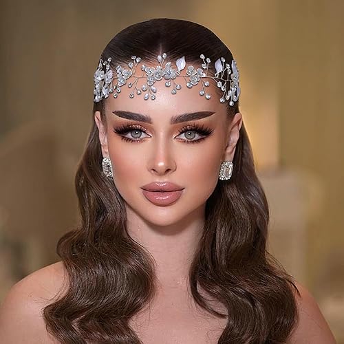 Miniatura 2 de Mopmap Diadema de boda para novias, flores y hojas, vid hecha a mano, accesorios para el cabello para mujeres y niñas