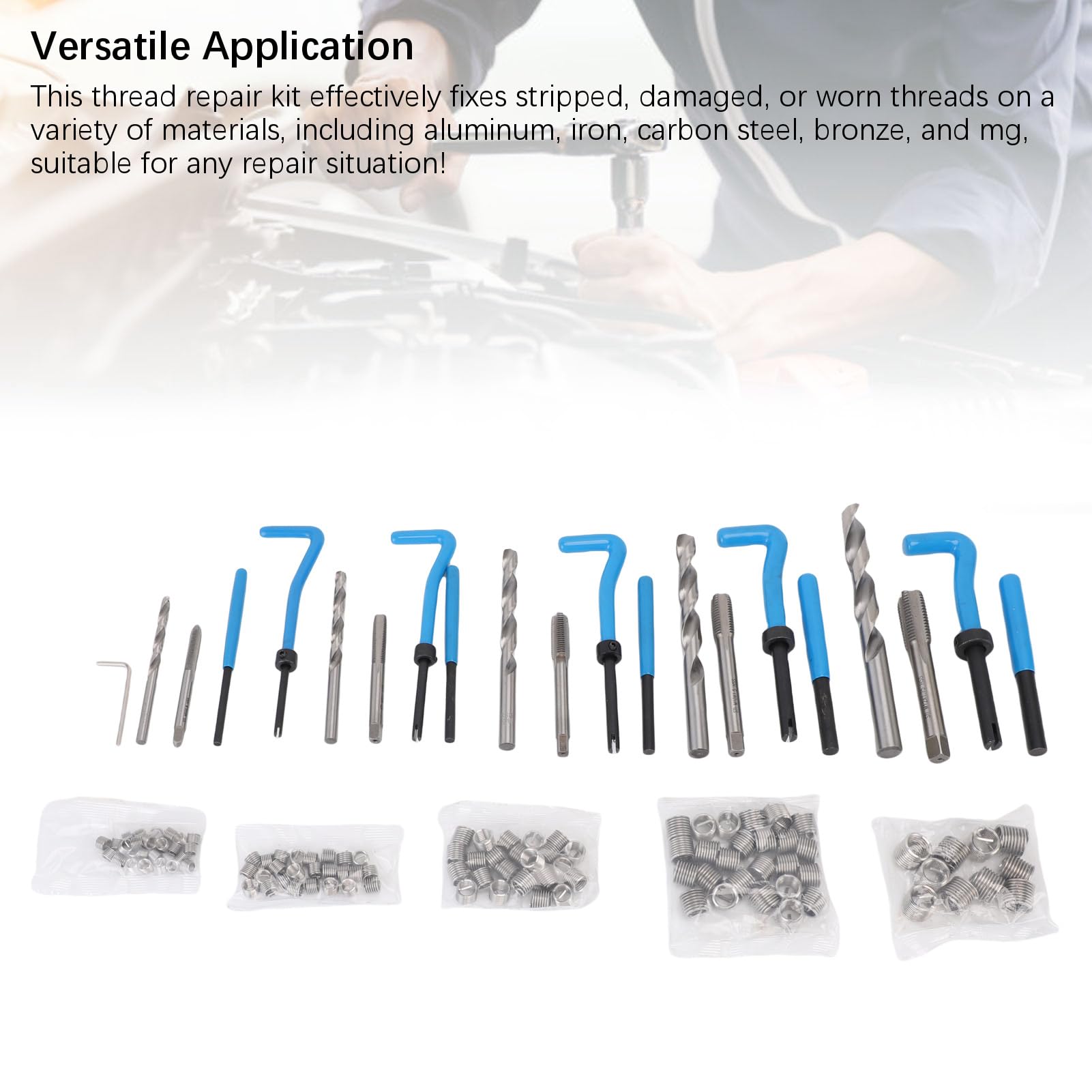 Luocute Kit di Riparazione del Filo Metrico, 131 Pezzi Motore Automobilistico Candela Inserzione Inserzione Strumenti di Rilevamento Universali, Bit HSS Bits ISTRITTI della Dolci