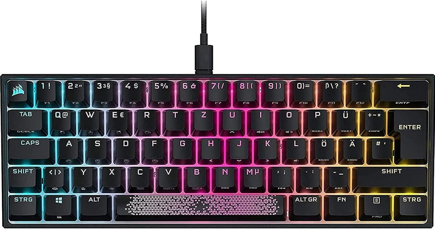 Klawiatura mechaniczna 60% RGB, regulowane podświetlenie pojedynczych klawiszy, szybkie przełączniki mechaniczne, dla graczy