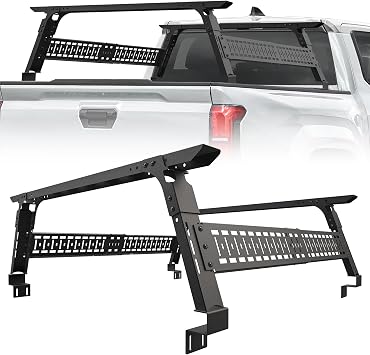 Adjustable 16-25" High Truck Bed Rack, Overland Cargo Rack Ladder Rack Cross Bars Compatible with Tacoma/Silverado/Sierra/Ram/Tundra/Titan/Frontier/Colorado/Canyon/Gladiator JT/Ford F-Series