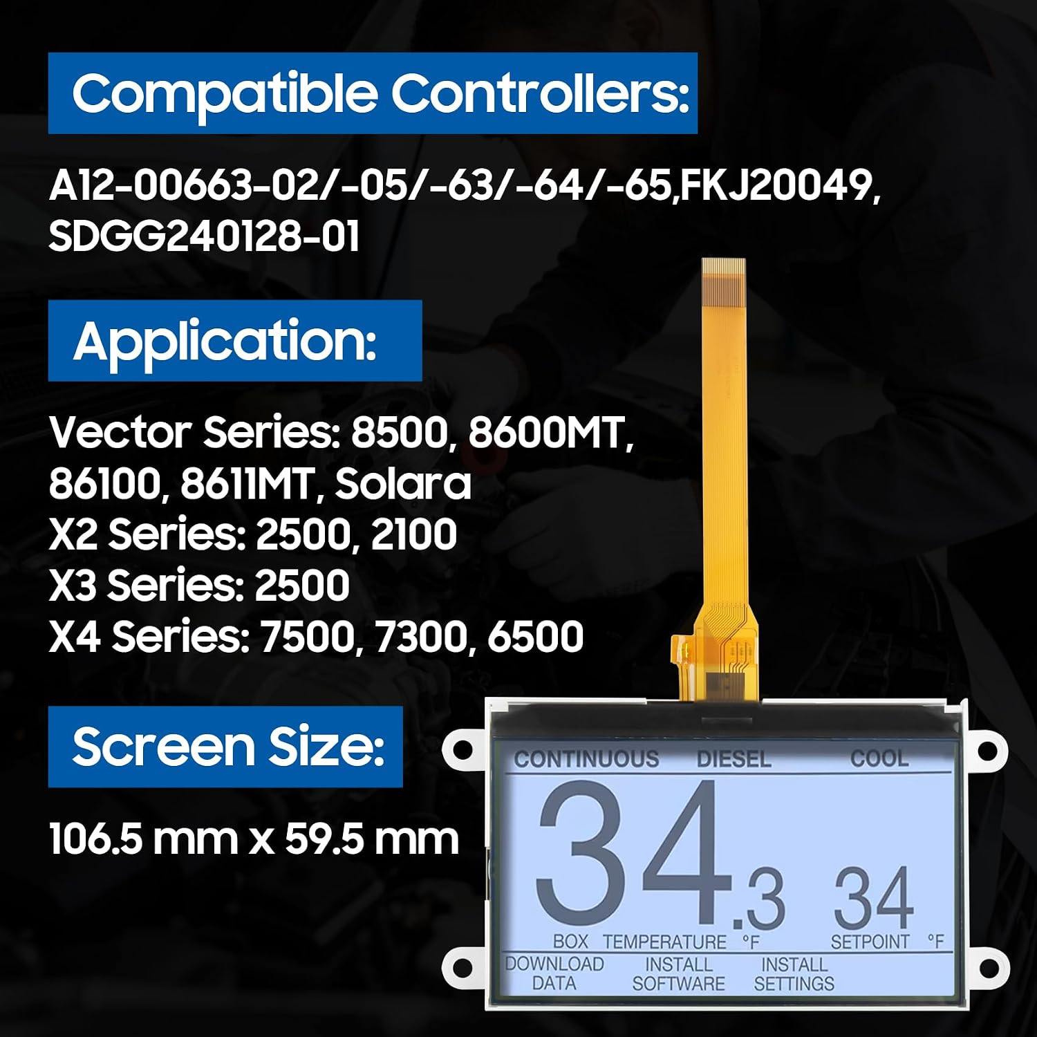 4.2 Inch Screen Replacement for Carrier Transicold X4 7500 7300 X3 2500 Vector 8500 8600MT APX LCD Display Microprocessor Module