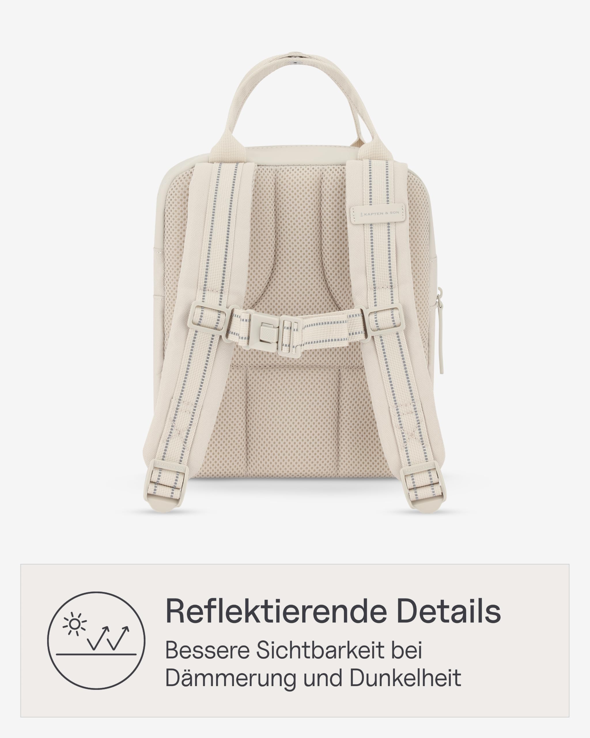 Kapten & Son Rucksack Bergen Kids Sandstone | Kinderrucksack Beige für Kita & Freizeit (4,5 L Volumen; DIN A5) | austauschbare Patches, reflektierende Details, Brustgurt | Jungen & Mädchen (2-5 Jahre)
