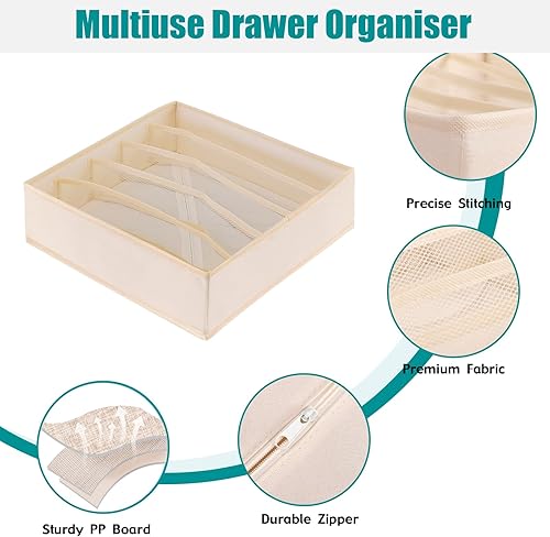 Vista 6 de Cajones de almacenamiento para brasieres, organizadores de cajones para ropa interior, divisores, cubos de almacenamiento plegables