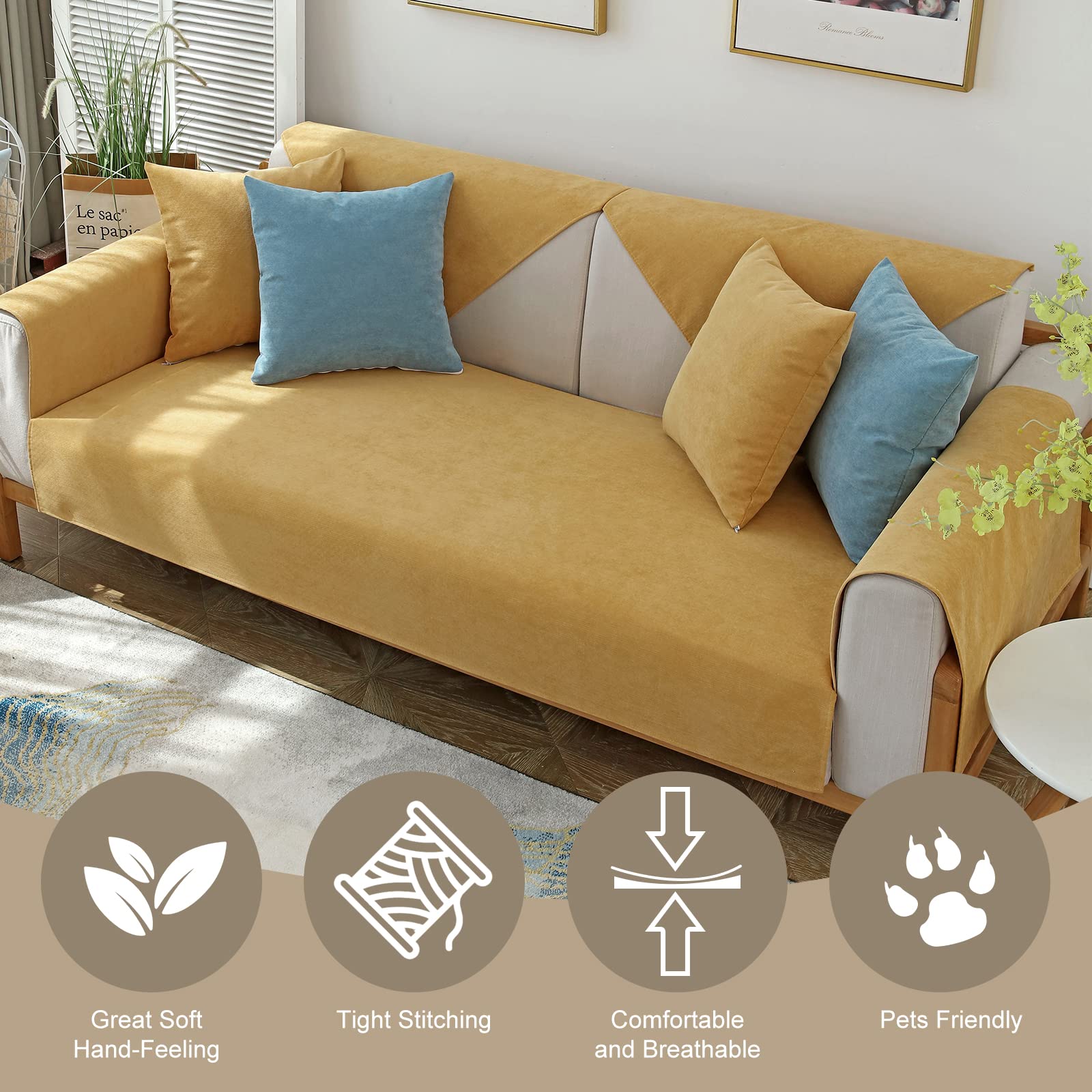 Copridivano Impermeabile 3 Posti 90x180 Cm – Antigraffio Gatto, Antiscivolo, Lavabile – Beige, Proteggi Il Tuo Divano Con Stile!