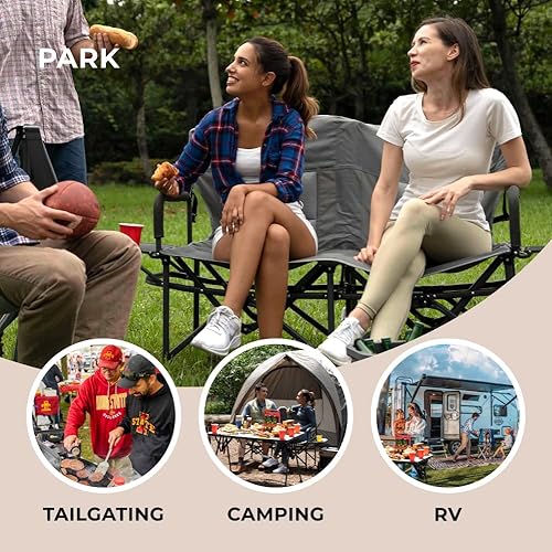 Miniatura 6 de Silla de camping plegable portátil resistente para adultos con acolchado, para exteriores y deportes, mochileros, playa, césped, caza, portón