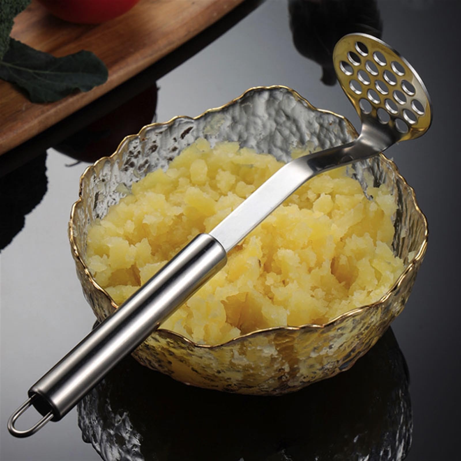 BIVOO Kartoffelstampfer aus Edelstahl, verdickte Kartoffeln, Schlammpresse, manueller Brecher, Küche, Obst, Gemüse, Schneidwerkzeuge (Color : Wavy)