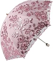 Vista 48 de Honeystore Sombrilla bordada con flor 3D plegable UV con encaje clásico