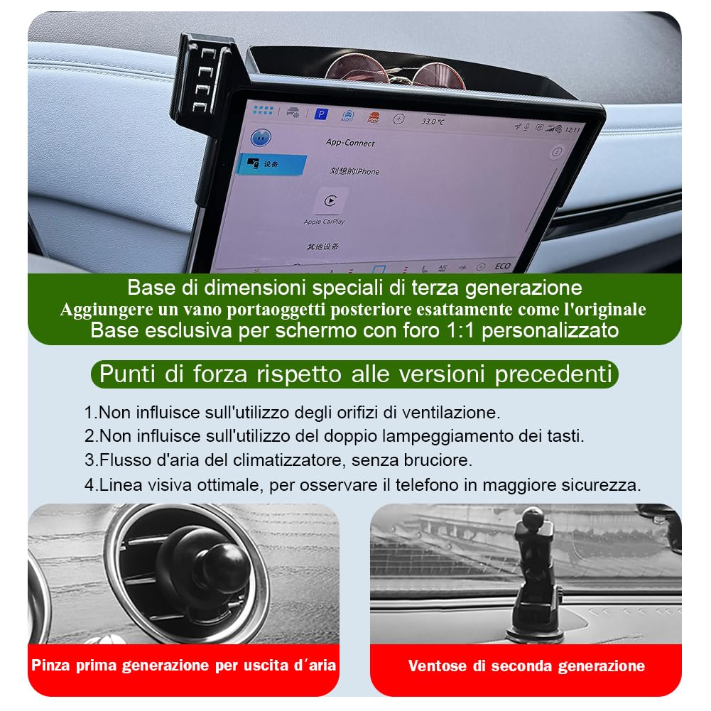 Porta Cellulare Auto Per Volkswagen ID.Buzz accessori [Solo compatibile con VW ID Buzz – schermo touch 12,9 pollici, anni 2024-2025] [Non compatibile con schermo touch 10 pollici e 12 pollici]