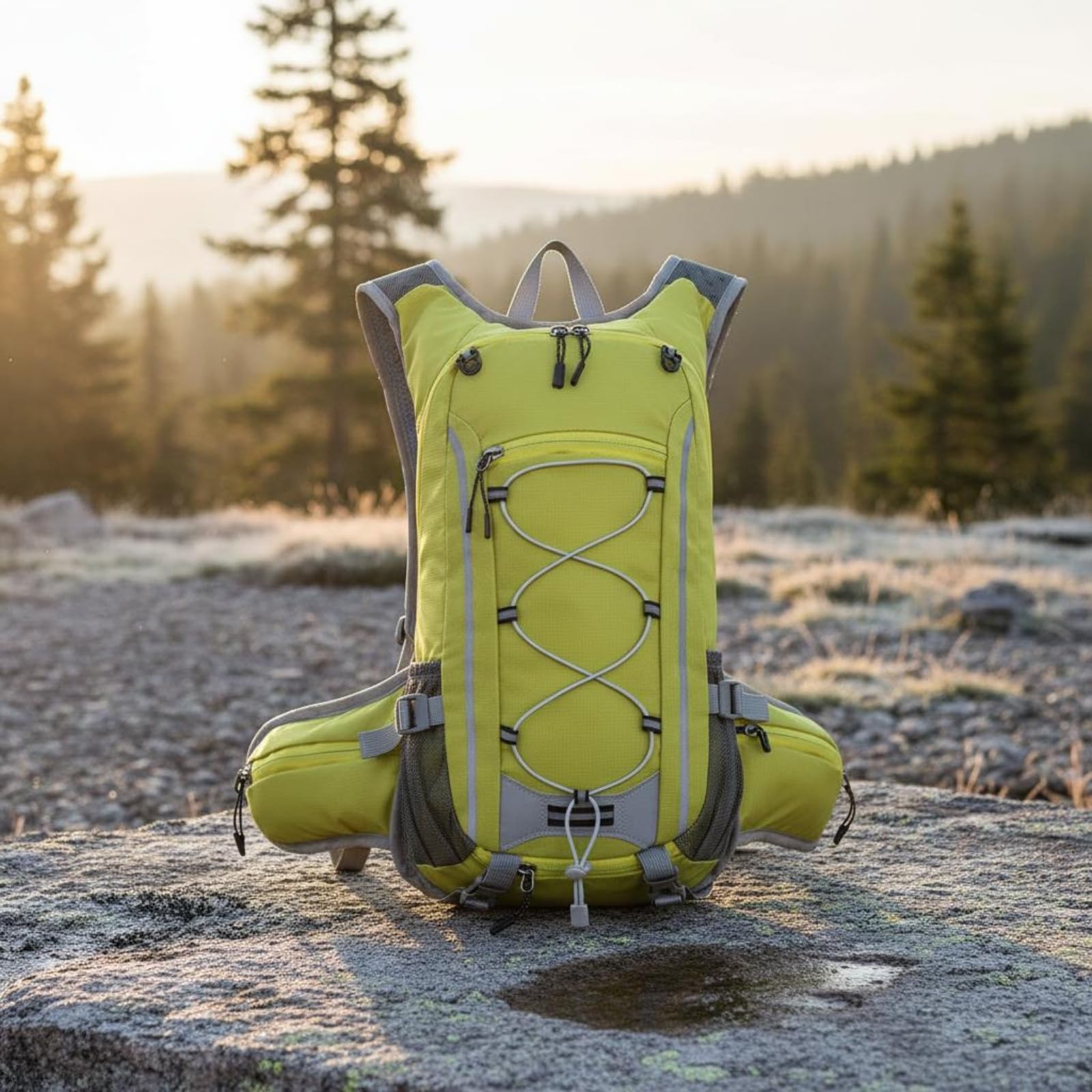 Milageto Zaino da Montagna con Supporto Ergonomico Zaino da Trekking Leggero Traspirante per Alpinismo, Verde, Verde Limone