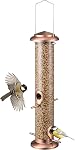 iBorn Metal Bird Feeders Metal Bird Feeder Copper for Outdoors Hanging All Metal Copper Finishing 15 Inch 4Port,Pack of 1(Seed is not Included)