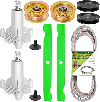 42 Inch Deck Rebuild Kit for Craftsman LT1000 LT2000 DYT4000 DLT3000 Husqvarna Poulan Pro Riding Mower 2 Spindle 130794 2 Blade 134149 2 Idler 173437 131494 2 Pulley 153535 1 Belt 144959