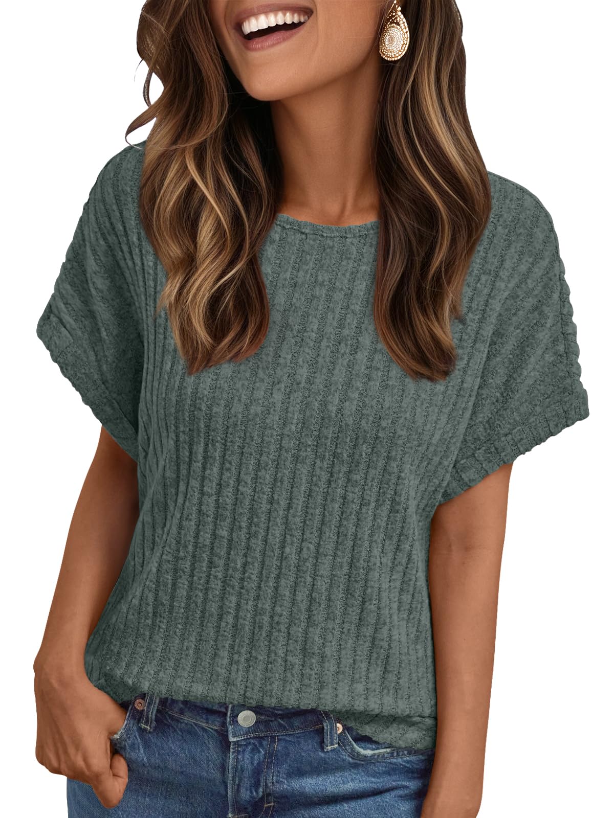 LILLUSORY Women Short Sleeve T Shirt Summer Sweater Dressy Casual Blouse Business Top Work Clothing