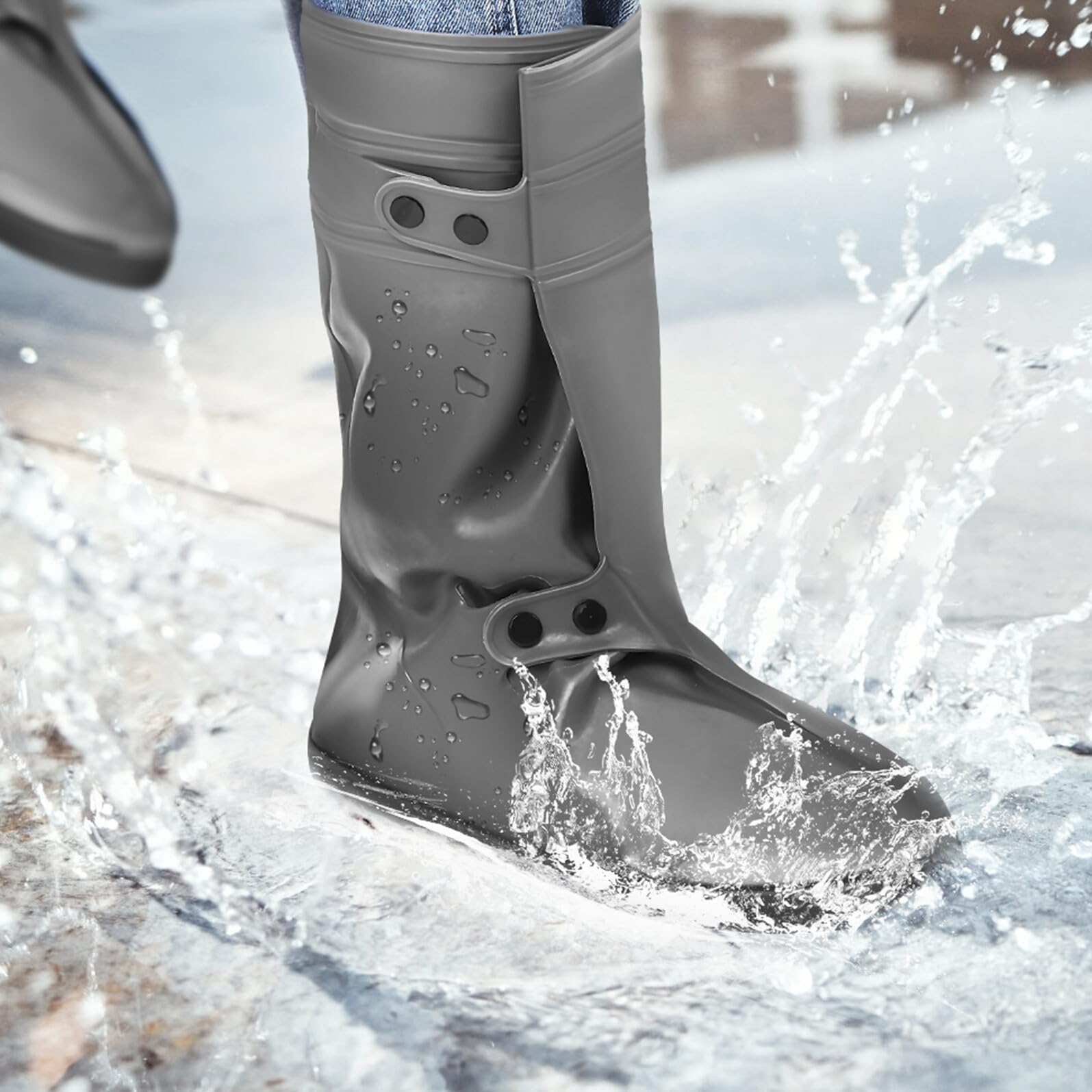 Toddmomy wasserdichte Schuhüberzieher PVC Überzieher rutschfest Schutz für Outdoor Regen Wandern Arbeit wasserdichte Wiederverwendbare Schuhschützer für Verschiedene Schuharten