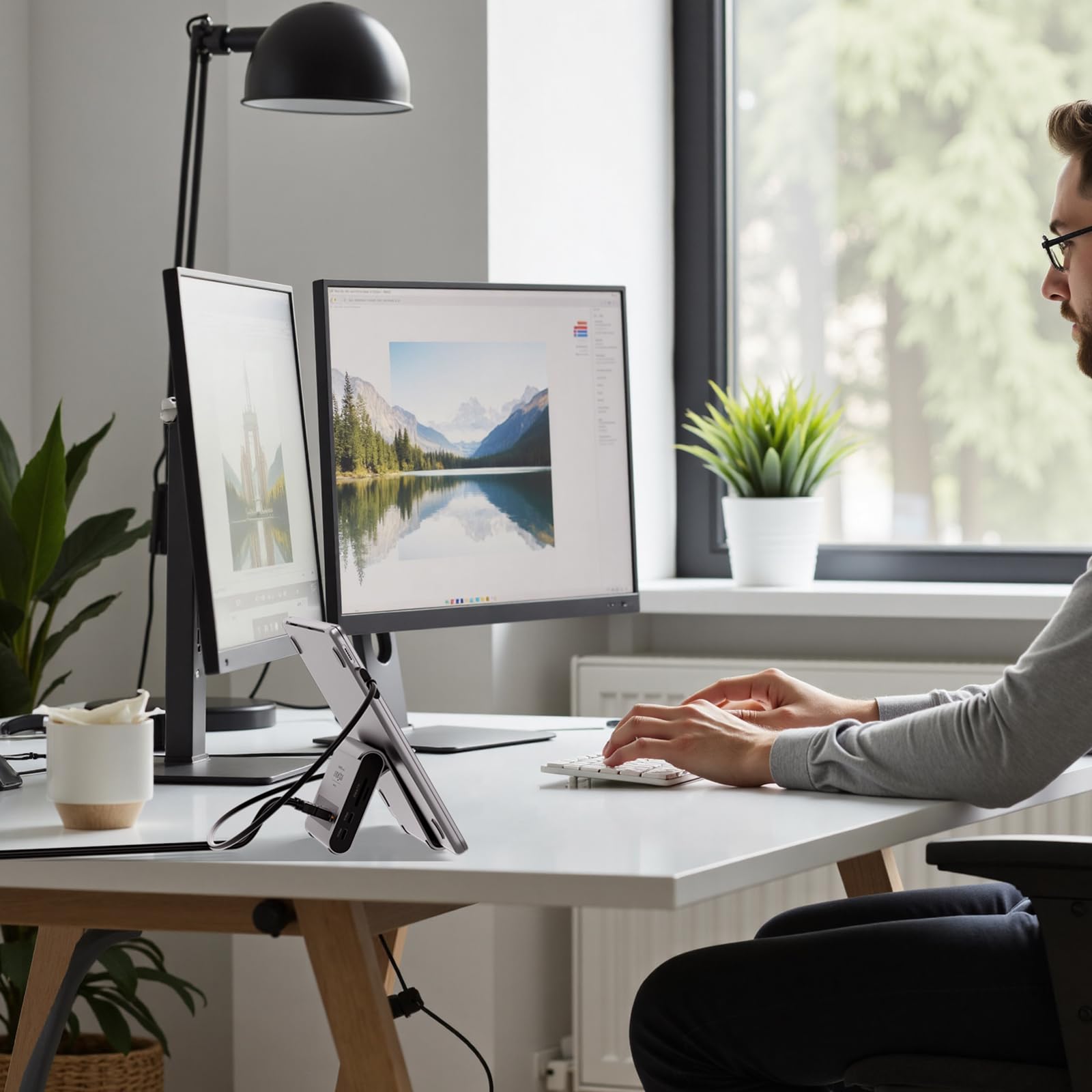 MacBook Docking Station Dual Monitor 4K@60 Hz per MacBook Pro/Air M3 Pro/M4/M5 Pro/Max, Docking Station USB C per laptop con 2 HDMI, PD, Ethernet, USB A/C 10 Gbps, audio, SD/TF, USB 2.0