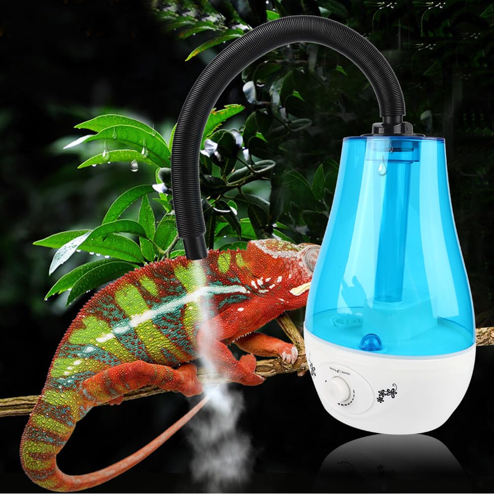 3L Grande Capacité Amphibiens Reptile Humidificateur Reptile Fogger, Ultra Silencieux Reptile Brumisateur Système Mister Terrarium Humidificateur pour Serpent, Lézard, Tortue, Grenouille(Prise UE)