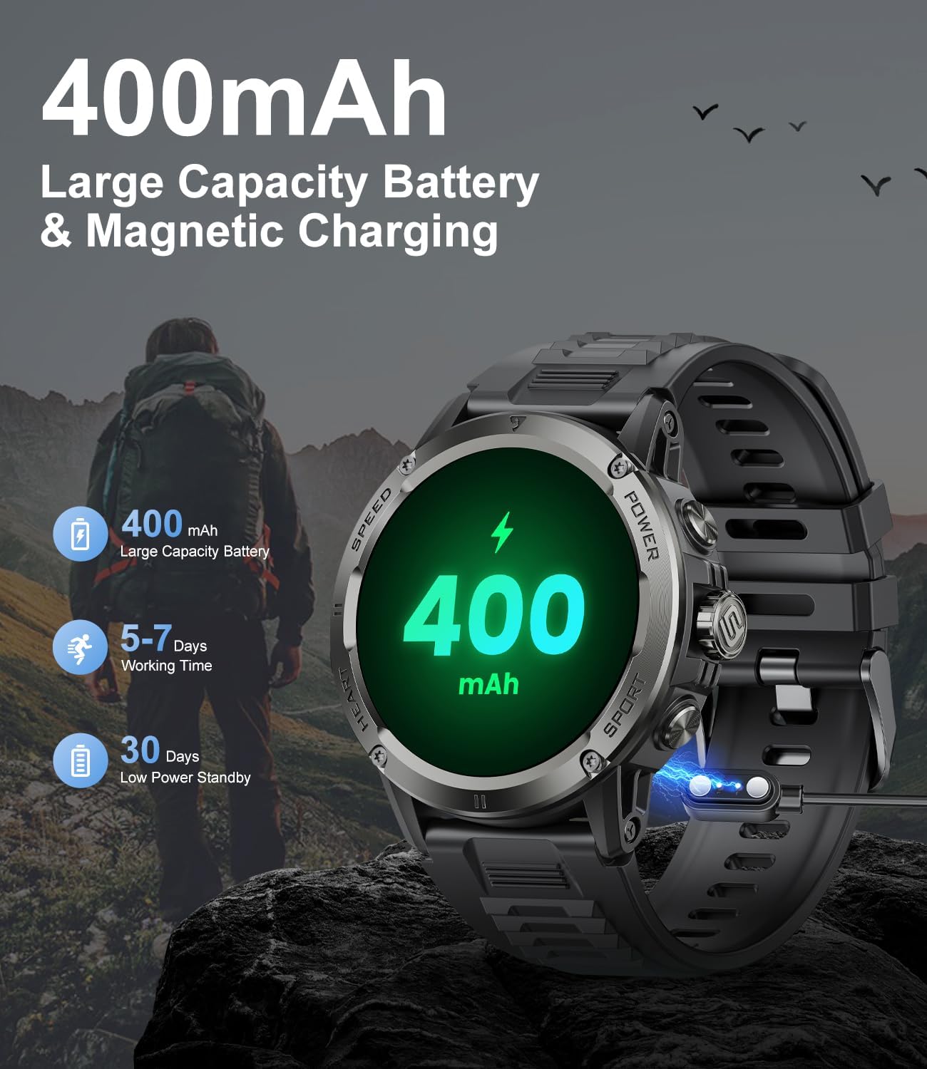 SIEMORL Militare Smartwatch Uomo con Chiamata Bluetooth, 400mAh, Impermeabile IP68, Smartwatch da 1,52 con Contapassi Calorico Smartwatch Multifunzione per Android iOS Silicone Nero-Blu SIEMORL Militare Smartwatch Uomo con Chiamata Bluetooth, 400mAh, Impermeabile IP68, Smartwatch da 1,52 con Contapassi Calorico Smartwatch Multifunzione per Android iOS Silicone Nero-Blu