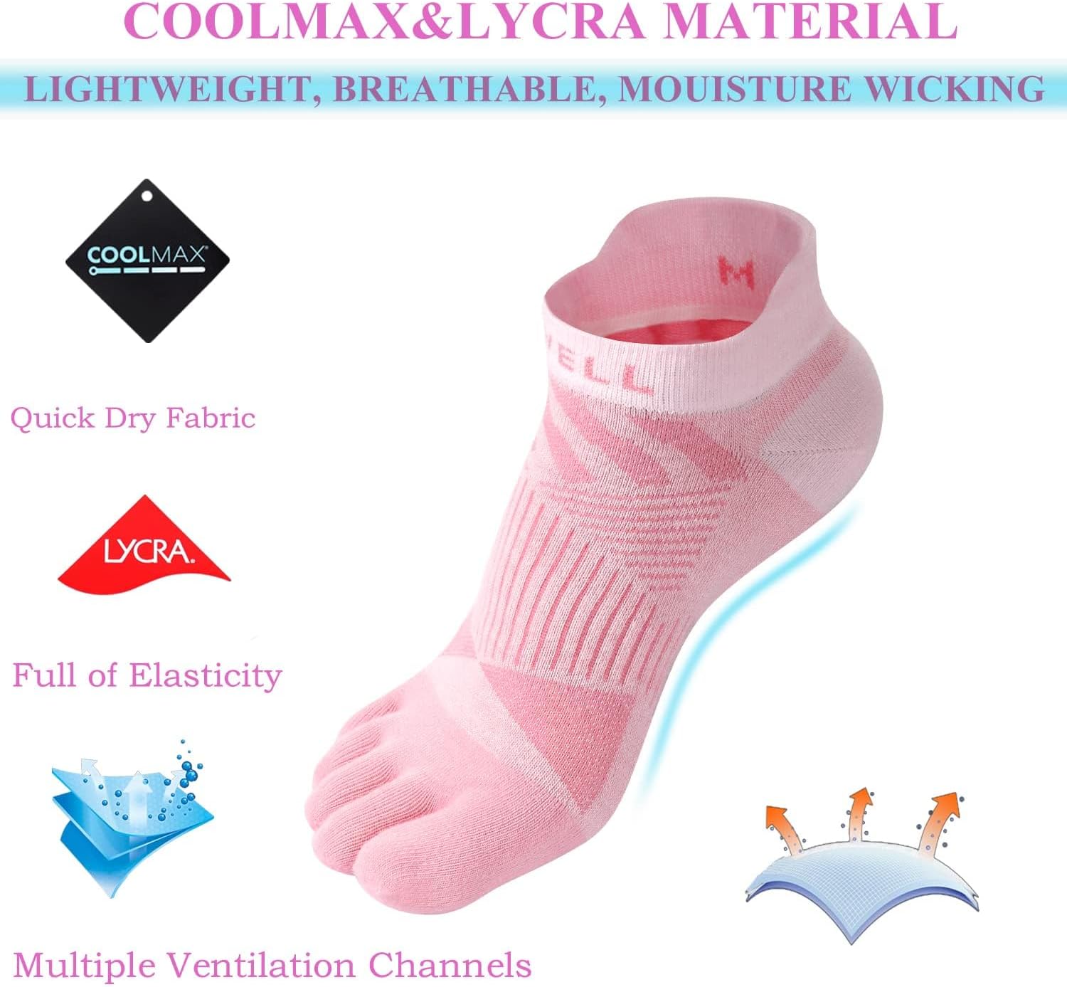 VWELL Toe Socks for Men Women COOLMAX Five Finger Socks Athletic Ankle Toe socks Breathable Moisture Wicking (3Pairs) - Image 3