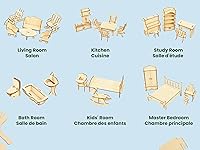 Vista 9 de BOHS Muebles de casa de muñecas de madera a escala 1/12, rompecabezas 3D para accesorios de muebles de casa de muñecas en miniatura, grande, 28