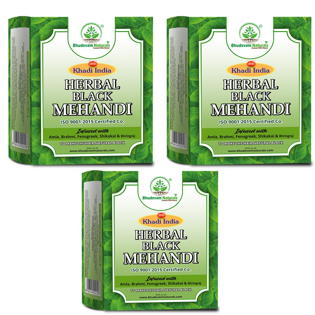 Khadi Black Mehndi For Natural Hair Colour By Bhudevam Naturals | Herbal Hair Color for Natural Looking Black Hair with Chemical Free Formula Suitable for All Hair Types- Pack of 3-image-38