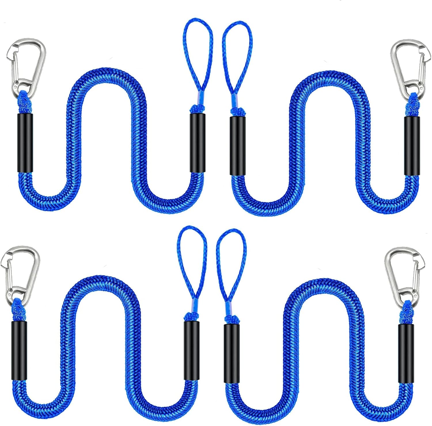 Boat Dock Line (4 Feet), Mooring Bungee Rope for Boat, Boat Accessories, Ideal for Jet Ski, Kayak, Pontoon,Power Boat WaveRunner, Boating Gifts, 4 Pack