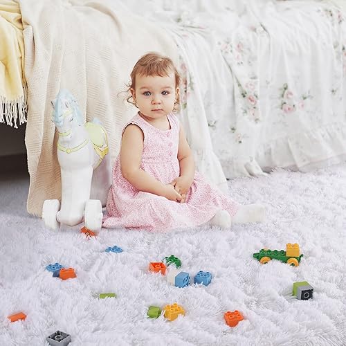 Miniatura 6 de Ompaa - Alfombras de pasillo de felpa, 2 x 6 pies de color blanco, alfombra de felpa mullida larga súper suave para el dormitorio, sala de estar y