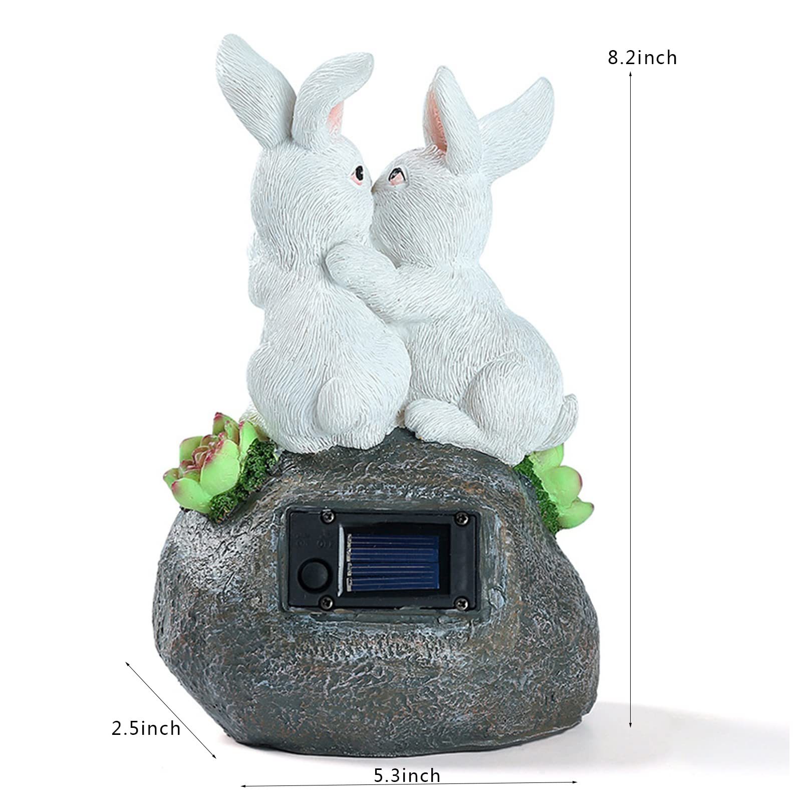 Zewnętrzna lampa solarna przytulająca figura królika, ozdoba ogrodowa lub tarasowa LED ze światłami zasilanymi energią słoneczną, solarne lampy ogrodowe, ozdoby ze zwierzętami LED, dekoracja prezent