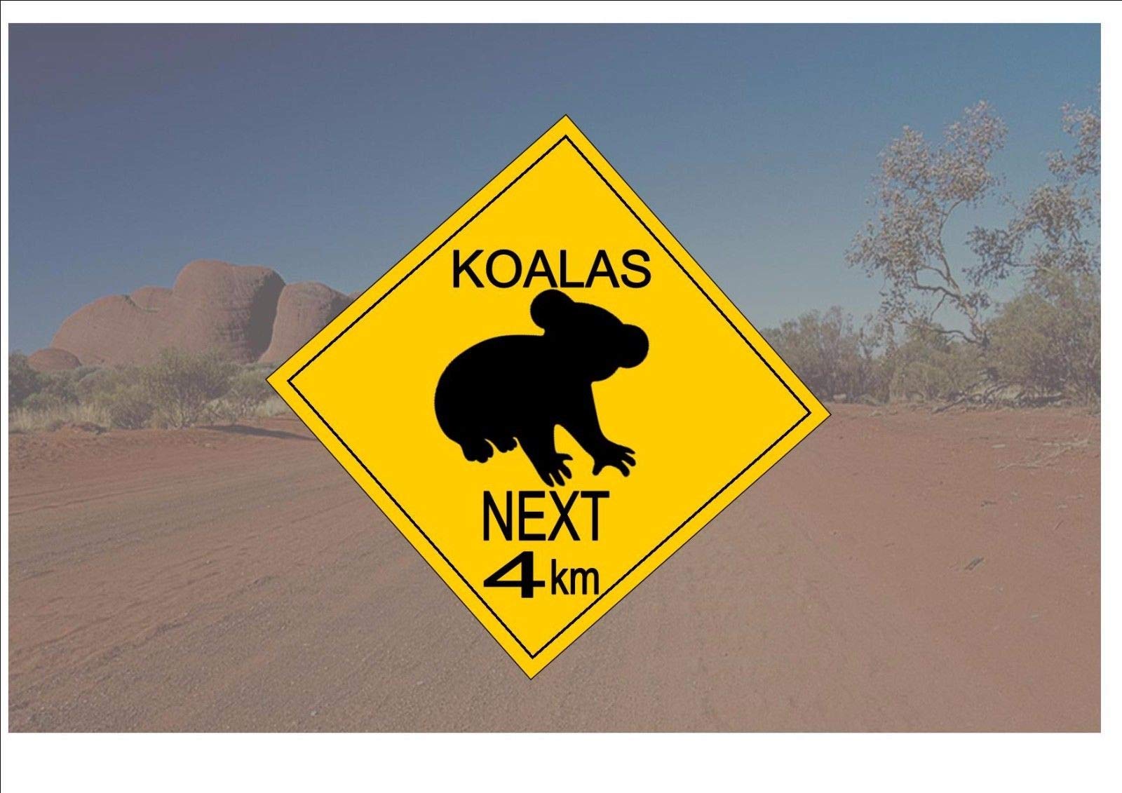 EpochSign Metal Tin Sign Australian Style Road Sign Australia Road Sign Novelty Fun Koala Bear Sign Sign 12x12 inches
