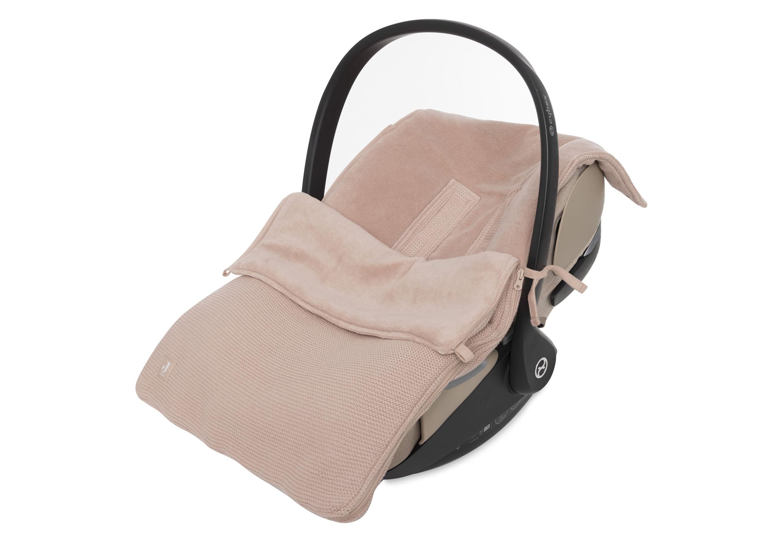 Jollein Footmuff Basic Knit – Wild Rose – for Infant Car Seat Group 0+ and Stroller – for 3-Point and 5-Point Harness – Knit Pattern and Fleece Lining