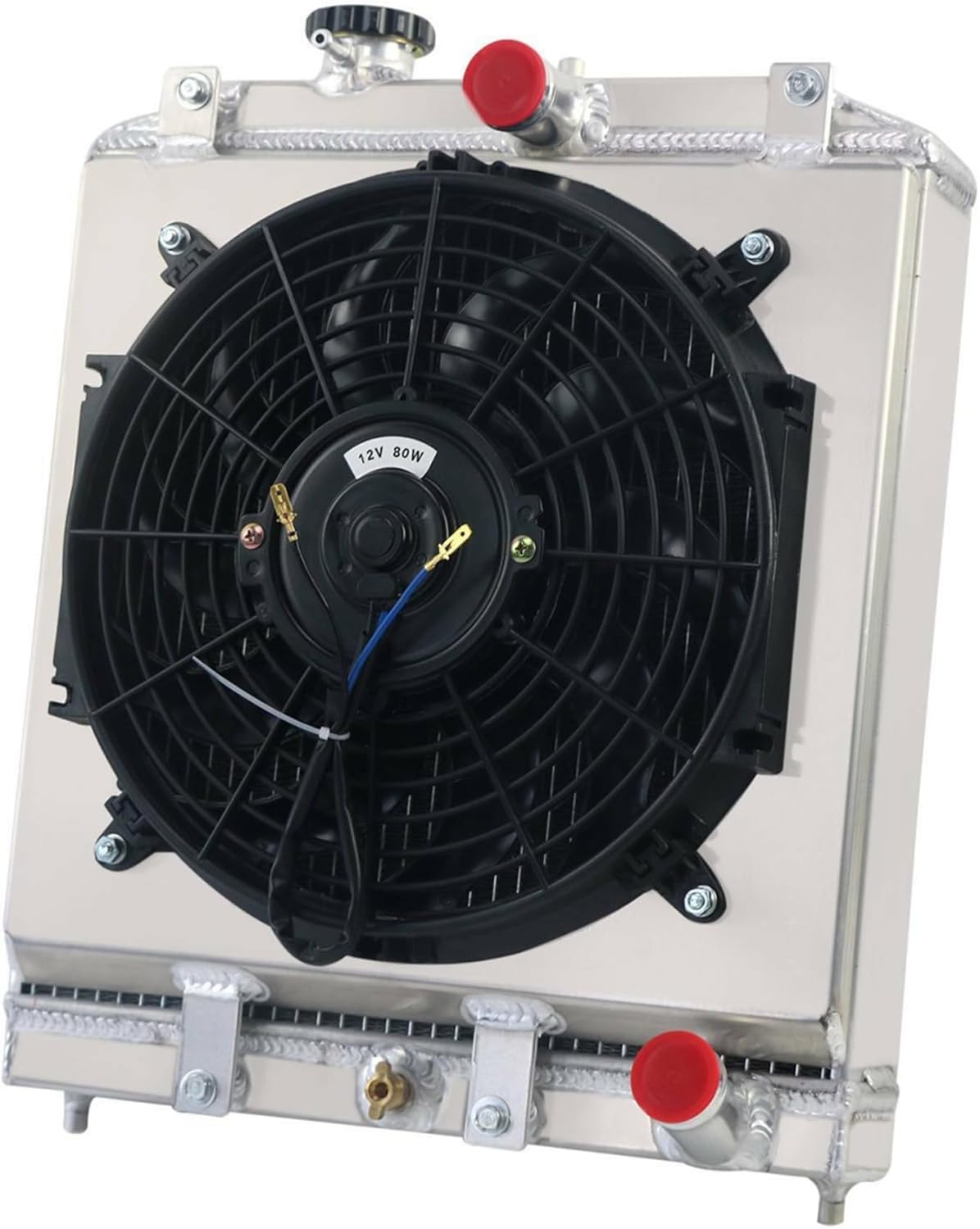 Radiator Compatible with 1992-2000 Honda Civic 1.5L 1.6L L4 Gas & 1994-2001 Acura Integra 1.8L L4 Gas, 2 Row Full Aluminium Radiator + 12 Inch Fan + Shroud + Thermostat Relay Kit