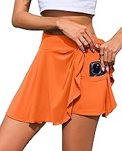 Lovasy Pleated Skirt Women's Short Tennis Skirt Women's Golf Skirt with Inner Shorts Streetwear Skirts Sports Workout Running Skirt with Pockets