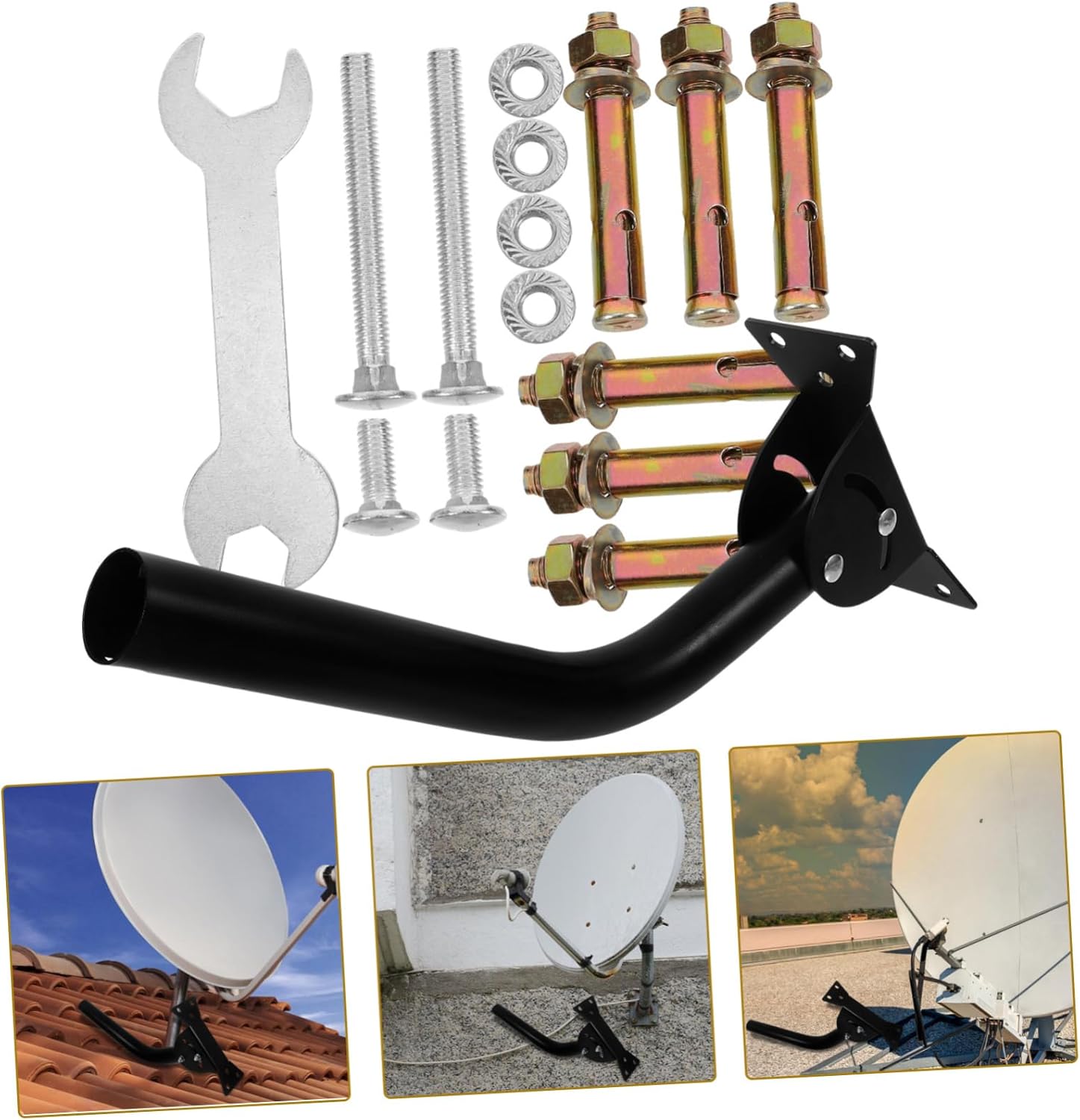 jojofuny Telescoping Antenna Pole Mount Rv Antenna Bracket for Short Wall Roof Metal Installation Kit