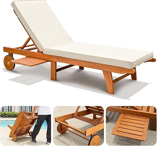 Miniatura 7 de IDZO Cojín mejorado para exteriores, tumbonas de piscina para patio con capacidad de 500 libras, diseño apilable y plegable, respaldo reclinable,