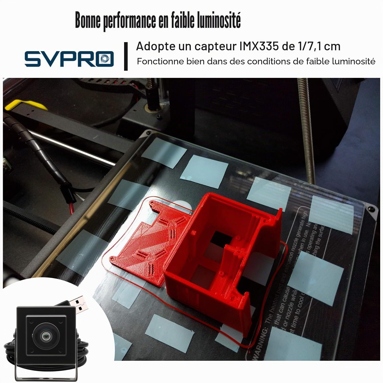 SVPRO Caméra USB 5MP 30FPS IMX335 Capteur Fisheye Webcam - pour imprimante 3D, graveur laser, machine vision, caméra industrielle, surveillance de sécurité (M12, USB Plug & Play, Windows