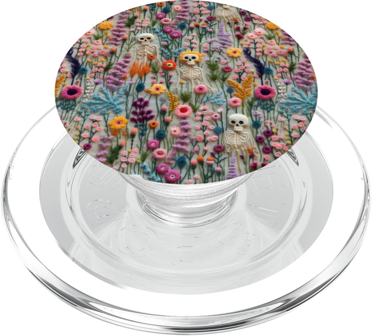Boho Skeleton in Wildflower Vintage Floral Halloween PopSockets PopGrip for MagSafe