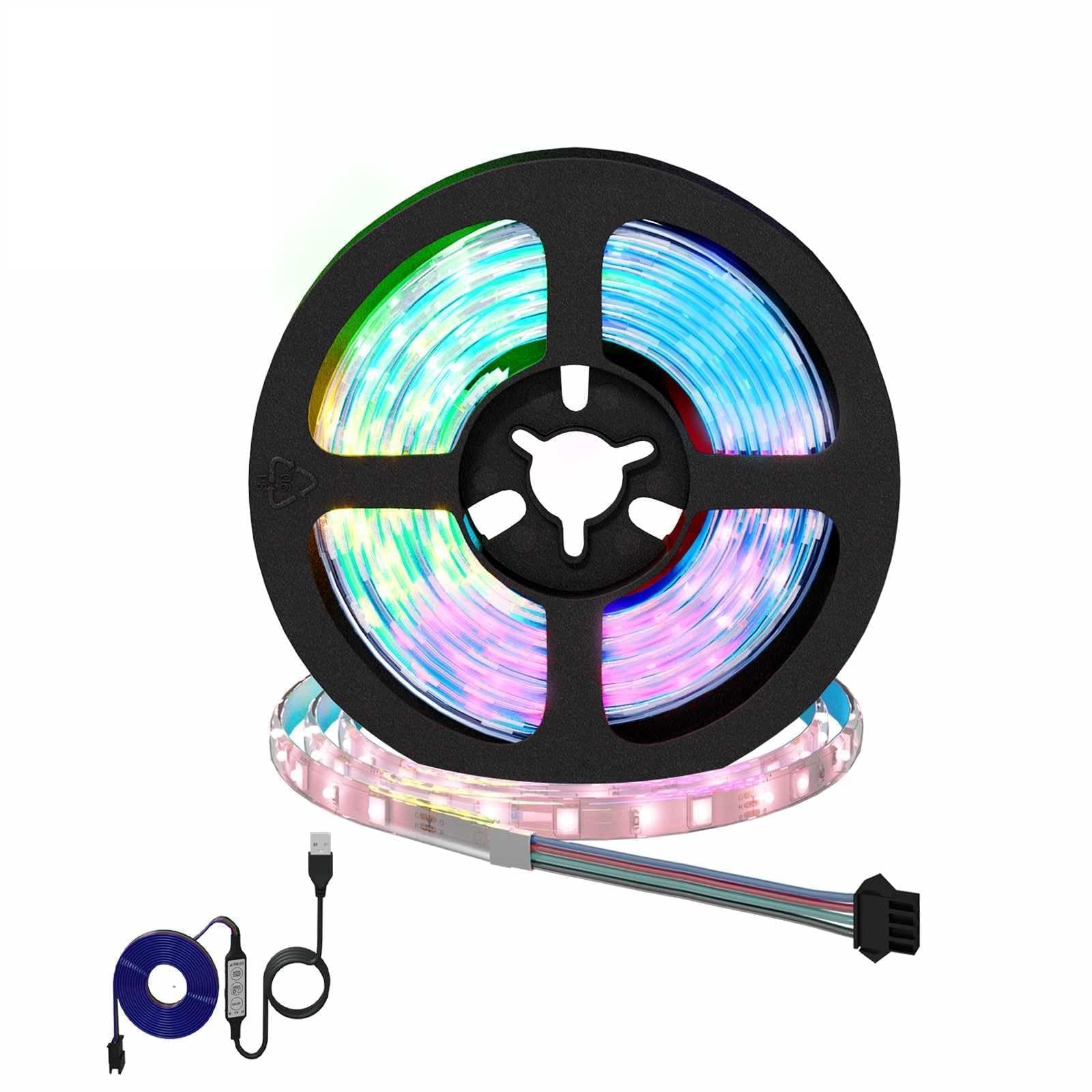 Tira LED 2 unidades negro transparente 950 mm iluminación interior USB fuente de alimentación flexible para habitaciones, jardín, balcón, fiesta, boda, ambiente