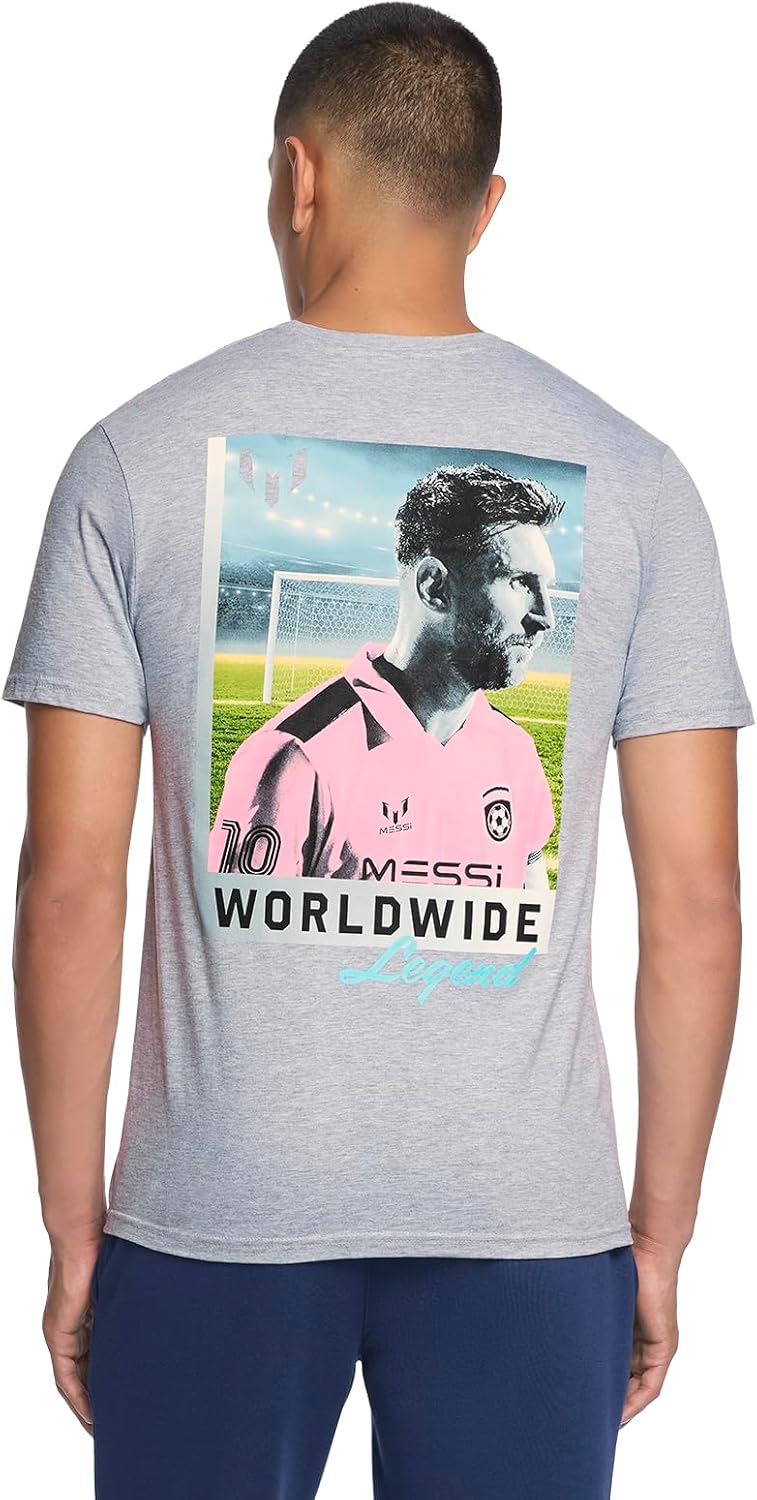 Messi mens Worldwide Legend Tee, Lifestyle Short Sleeve T-shirt, Standard Fit With Graphic - Image 4