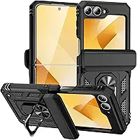 Capa para Samsung Galaxy Z Flip 6 Flip6 Capinha | Capa de proteção contra quedas de nível militar com suporte - Preto
