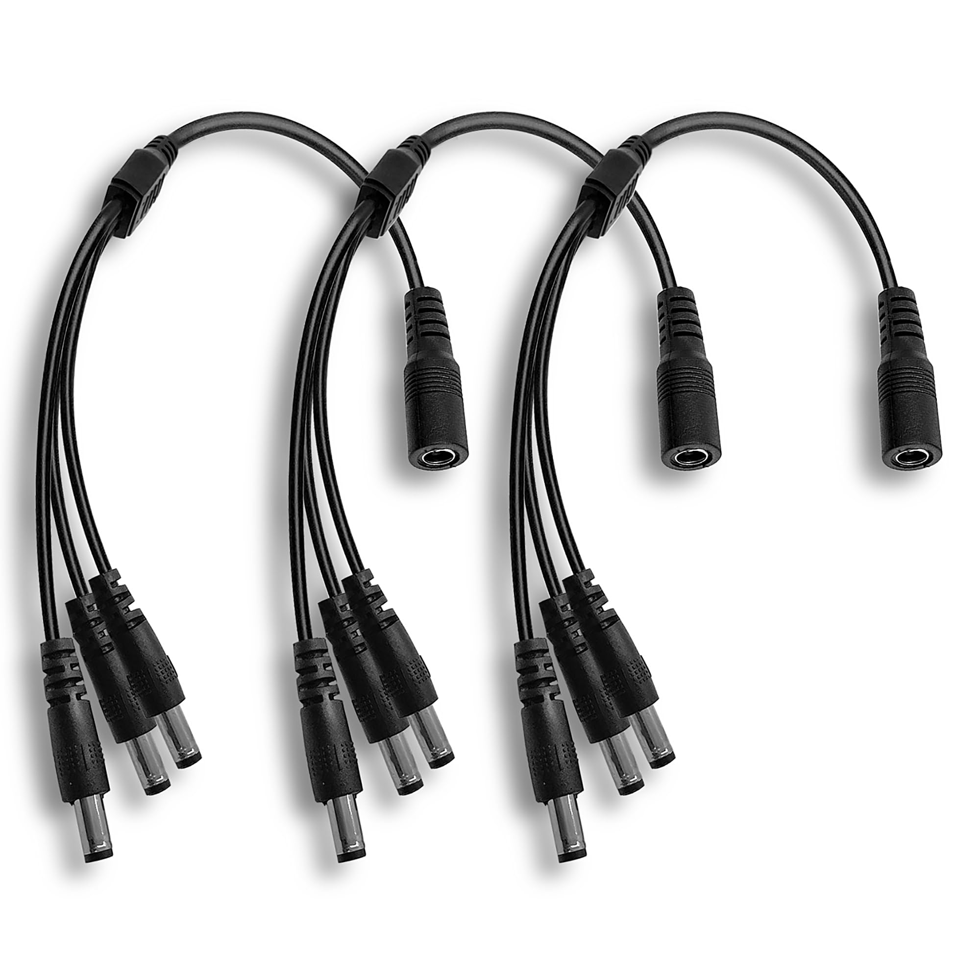 Clearhill 3Pcs 1Female to 3 Male Way DC Power Splitter Cable,Plug 5.5mm x 2.1mm,Black,for CCTV Security Cameras,LED Strip Lights,Router and More