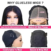 Vista 4 de Wear and Go Pelucas de cabello humano sin pegamento, precortadas con encaje HD 6x4, pelucas de cabello humano lacio con encaje frontal sin