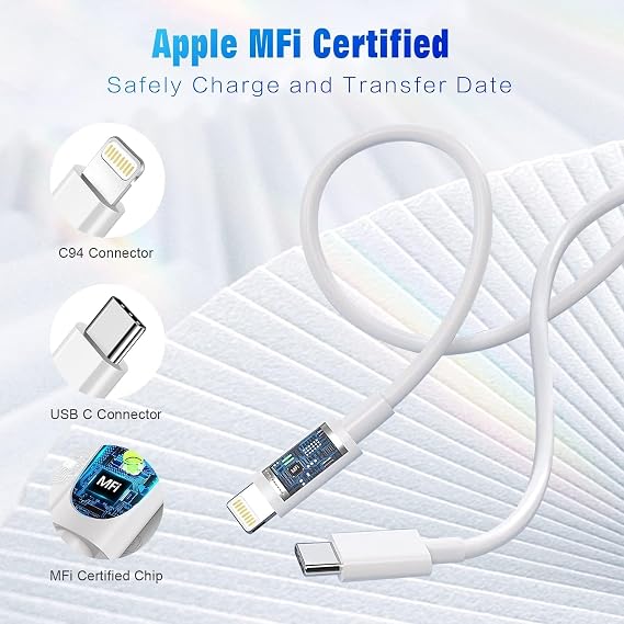 USB C to Lightning Cable 3FT 2Pack [Apple MFi Certified], Power Delivery iPhone Cables Type C iPhone Charger Cord Fast Charging Compatible iPhone 14 13 12 11 Pro Max X XS XR 8 7 6s Plus SE