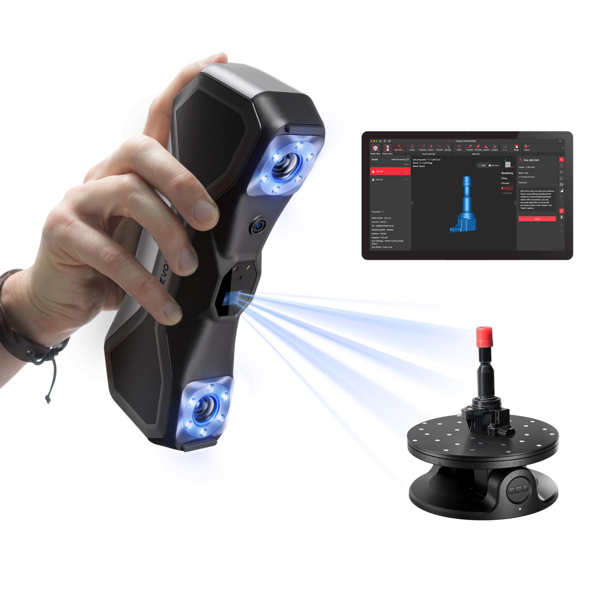 Revopoint MetroX 3D Printing Scanner, Portable 3D Printer, Blue Laser Scanner, Metrology Grade Accuracy 0.01mm for Metal Dark Objects, Speed up to 60 fps, Compatible MetroX Standard